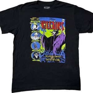 Disney Villains Comic Book Cover Graphic T-Shirt Black Unisex M